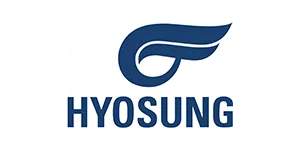 Hyosung logo with blue emblem design.